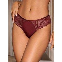 Lipsy Gro Lace Cheeky Brazilian Briefs - Burgundy Red