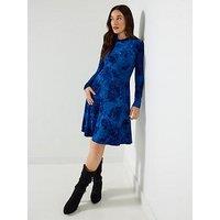 Joe Browns Heidi Flocked Jersey Dress - Blue