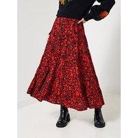 Joe Browns Autumn Florals Tiered Maxi Skirt - Orange