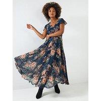 Joe Browns Rowena Floral Georgette Dress - Blue