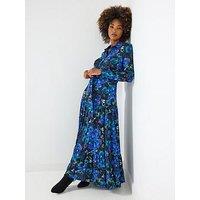 Joe Browns Olivia Floral Maxi Shirt Dress - Blue