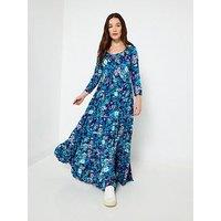 Joe Browns Charming Floral Printed Crinkle Dress - Blue