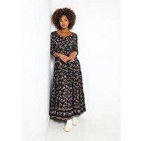 Joe Browns Beautiful Border Print Crinkle Dress - Black
