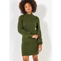 Joe Browns Cosy Cable Front Knitted Dress - Green