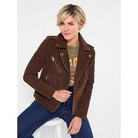 Joe Browns Super Soft Suede Collared Biker Jacket - Chocolate