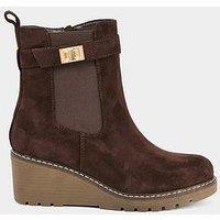 Joe Browns Willow Cosy Wedge Ankle Boots - Chocolate