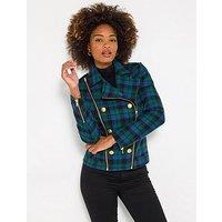 Joe Browns Chloe Check Biker Jacket - Green