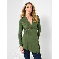 Joe Browns Full Of Character Button Tunic Top - Dark Khaki