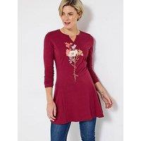 Joe Browns Autumn Florals Jersey Tunic Top - Berry