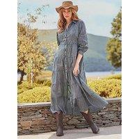 Joe Browns Boho Girl Washed And Hand Embroidered Shirt Dress - Grey