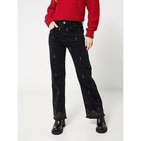 Joe Browns Selena Embroidered Straight Leg Jeans - Black