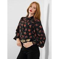 Joe Browns Heart Print Georgette Blouse With Cami - Black