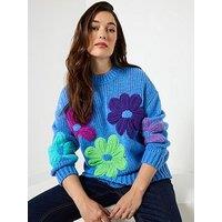 Joe Browns Fun And Floral Applique Jumper - Blue