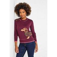 Joe Browns Cecil Sausage Dog Jumper - Berry