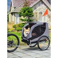 Pawhut Pet Bicycle Trailer Steel Dog Bike Carrier Water Resistant Travel Grey