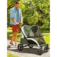 Pawhut Foldable Pet Stroller For Large Dogs, Dark Green