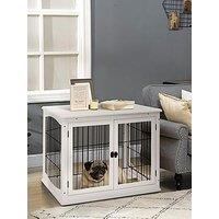 Pawhut Dog Crate End Table For Medium Dog White
