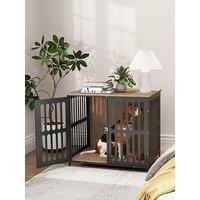 Pawhut Dog Crate Furniture With Anti-Chew Resistant Mesh For Medium Dogs