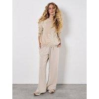 Apricot Large Crochet Floral Jumper - Beige