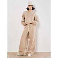 Apricot Cornelli Embroider Sweat Trouser - Cream