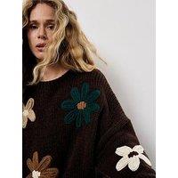 Apricot Embroidered Daisies Jumper