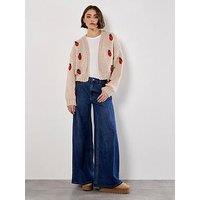 Apricot Strawberry Open Cardigan - Cream