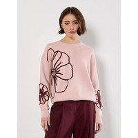 Apricot Cornelli Embroidered Big Flower Jumper