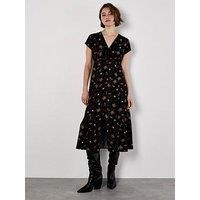 Apricot Floral Heart Ditsy Print Dress - Black