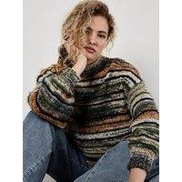 Apricot Space Dye Mixed Yarn Easy Jumper - Green