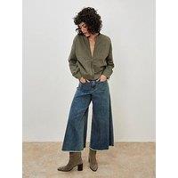 Apricot Denim Bomber Jacket - Khaki