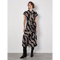 Apricot Painterly Zebra Print Shirt Dress- Cream