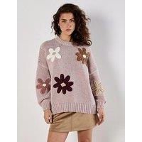 Apricot Embroidered Daisies Jumper