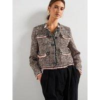 Mango Pocket Tweed Jacket - Black
