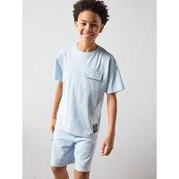 The Very Collection Boys Pocket And Tab Detail Short Set - Blue