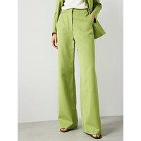 Mango Straight Fit Linen Blend Suit Trousers - Green