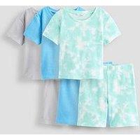 The Very Collection Boys 3 Pack Tie Dye Textured Pyjama Shortie Set - Multi