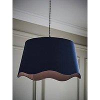 Valuelights Mabel Navy Blue Linen Large 30Cm Scallop Edge With Trim Ceiling Light Lamp Shade