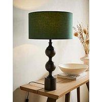 Valuelights Declan Candlestick Metal Ball Table Lamp With Forest Green Drum Lamp Shade