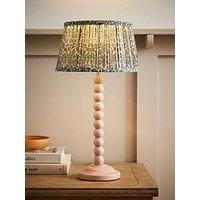 Valuelights Bobbin Pink Bobble Table Lamp With Floral Pleated Tapered Lamp Shade