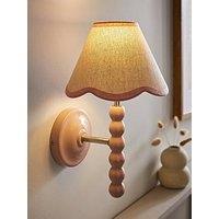 Valuelights Bobbins Rose Pink Bobble Wall Light And Linen Pink Trim Lamp Shade