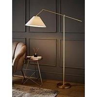 Valuelights Layla Brushed Gold Adjustable Floor Lamp With Linen Shade