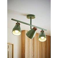 Valuelights Parker Green And Walnut 3 Way Ceiling Light