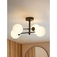 Valuelights Darla Black 4 Way Frosted Globe Bathroom Ceiling Light