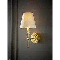 Valuelights Maggie Brushed Gold Wall Lamp With Linen Tapered Lamp Shade
