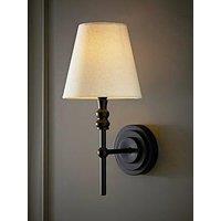 Valuelights Maggie Matte Black Wall Lamp With Linen Tapered Lamp Shade