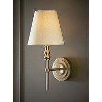 Valuelights Maggie Brushed Chrome Wall Lamp With Linen Tapered Lamp Shade