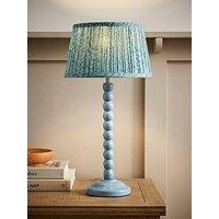 Valuelights Bobbin Blue Bobble Table Lamp With Leaf Pleated Tapered Lamp Shade