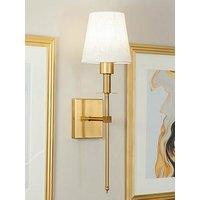 Valuelights Pair Of Kincaid Antique Brass Rechargeable Easy Fit Wall Light With Shade