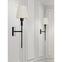 Valuelights Pair Of Kincaid Black Rechargeable Easy Fit Wall Light With Shade