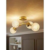 Valuelights Jas Gold Ceiling Light With White Confetti Glass Globe Shades